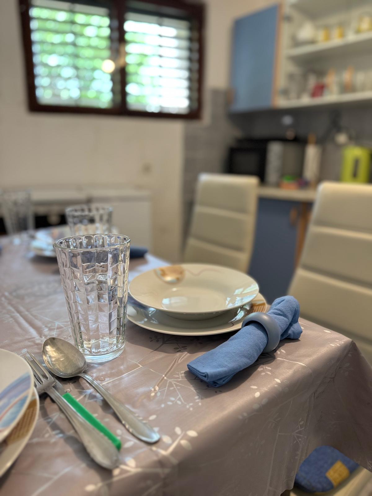 Dining table set for breakfast