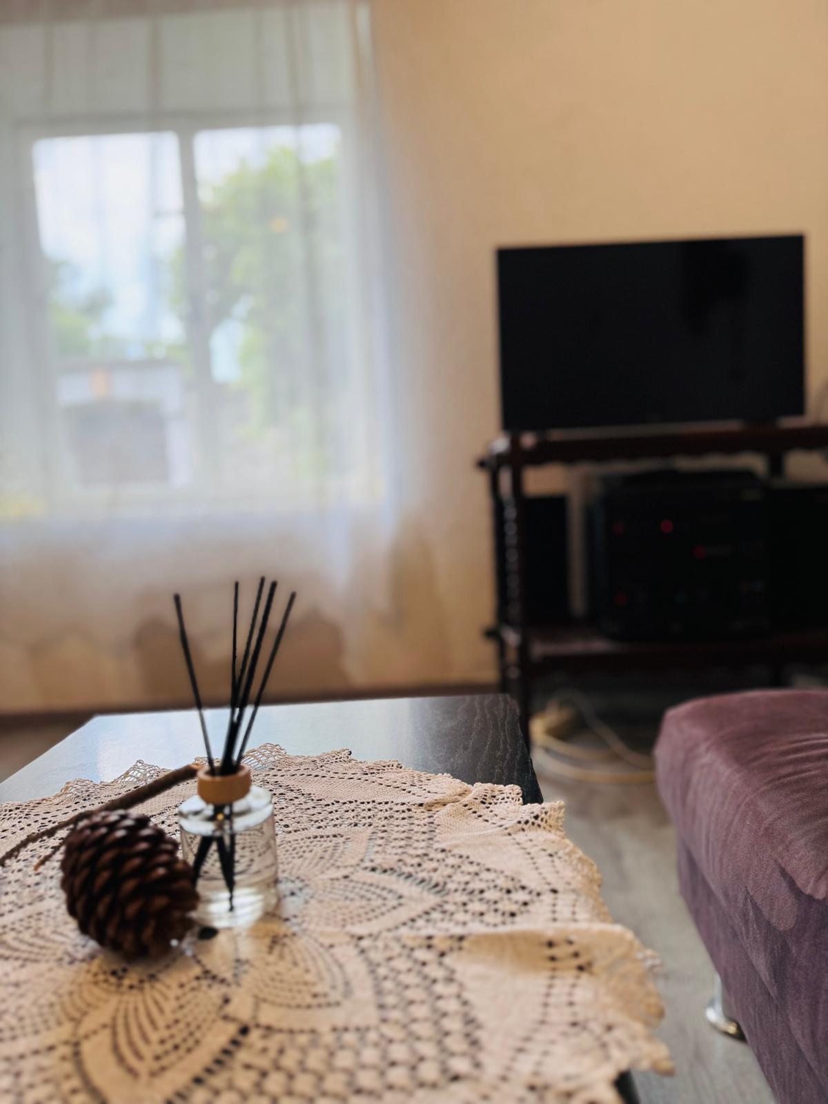 Quiet living room with crochet detail