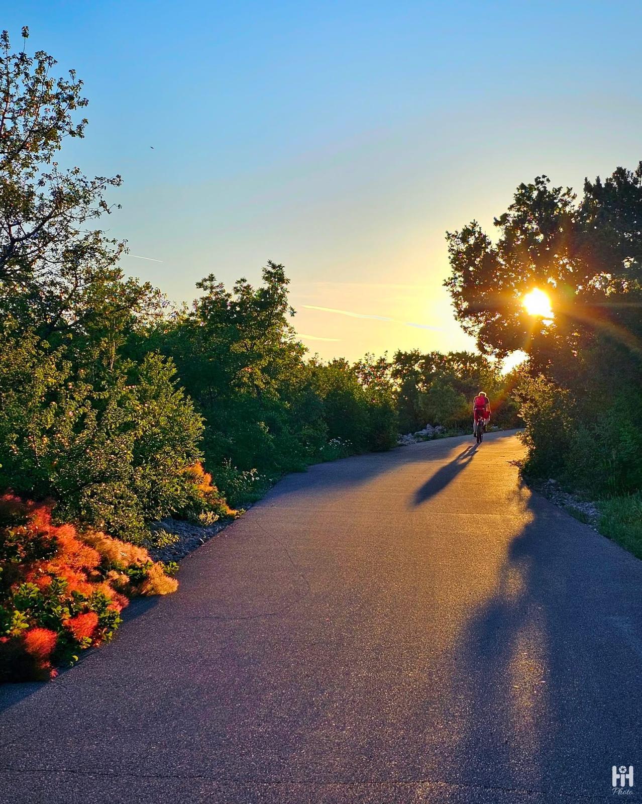 Quiet country road at sunset above Grižane